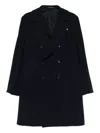 Tagliatore Double-breasted Wool Coat In Black