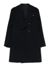 Tagliatore Double-breasted Wool Coat In Blue