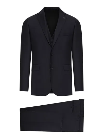 Tagliatore Bruce Tailored Wool Suit In Black