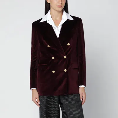 Tagliatore Bordeaux Velvet Double Breasted Jacket In Burgundy