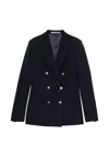 Tagliatore Double Breasted Jacket Front Pockets Notch Lapels In Blue