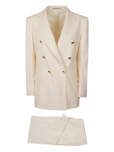 Tagliatore Button Double-breasted Suit In Neutral