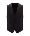 Tagliatore Button-down Cotton Waistcoat In Black