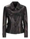 Tagliatore Button-fastening Flap-pocket Leather Jacket In Black