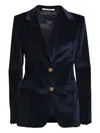 Tagliatore Button-fastening Velvet Blazer In Blue