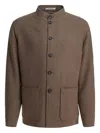 Tagliatore Stand Collar Long Sleeves Front Pockets Coat In Brown