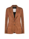 Tagliatore Button Leather Blazer In Brown