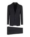 Tagliatore Button Long-sleeved Suit Coat And Trousers Set In Black