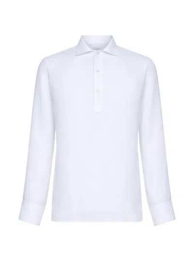 Tagliatore Button Placket Polo Shirt In White