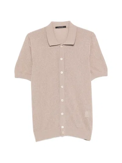 Tagliatore Button Ribbed Shirt In Neutral