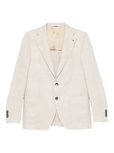 Tagliatore Single-breasted Blazer With Buttons In Neutral