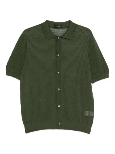 Tagliatore Short Sleeve Knitted Shirt In Green