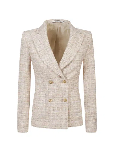 Tagliatore Button-up Tweed Jacket In Neutral