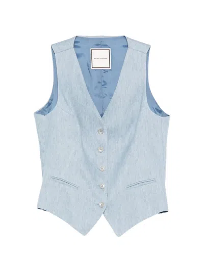 Tagliatore Button-up V-neck Waistcoat In Blue