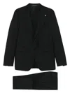 Tagliatore Black Suit In Virgin Wool With Single-breasted Jacket And Trousers In Black