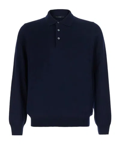 Tagliatore Button-down Knit Sweater In Blue