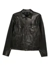 Tagliatore Long Sleeved Buttoned Leather Jacket In Black