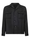Tagliatore Black Virgin Wool Twill Gbarrow Overshirt In Black