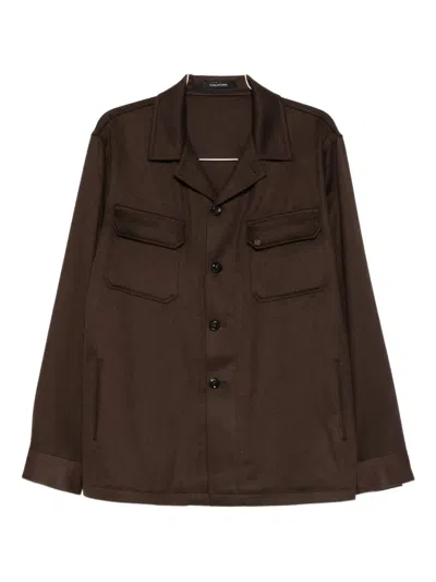 Tagliatore Buttoned Chest-pocket Shirt In Brown
