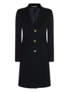 Tagliatore Long Sleeve Coat With Notched Lapel And Back Vent In Blue