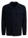 Tagliatore Chest And Side Pockets Collared Long Sleeves In Blue