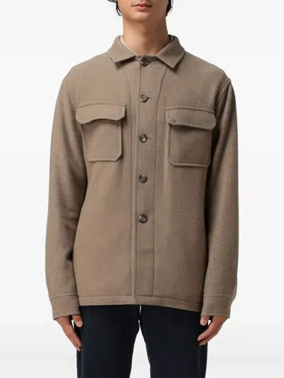 TAGLIATORE BUTTONED FLAP-POCKETS SHIRT JACKET