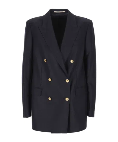 Tagliatore Over-sized Virgin Wool Blend Jacket With Minimalist Design In Black