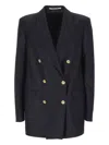Tagliatore Double-breasted Boucle Jacket With Gold-tone Accents In Black