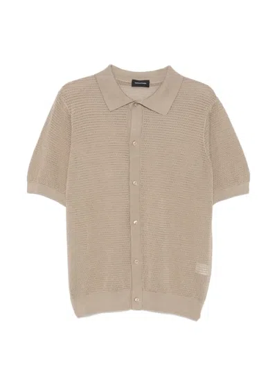 Tagliatore Buttoned Knit Polo Shirt In Brown