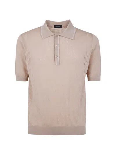 Tagliatore Polo Shirt Short Sleeves Ribbed Collar Hem In Neutral