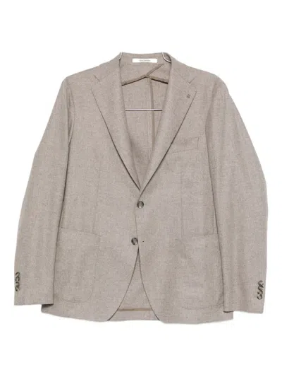 Tagliatore Buttoned Pocket Blazer In Brown