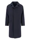 Tagliatore Blue Jacket With Classic Collar And Concealed Button Placket In Blue