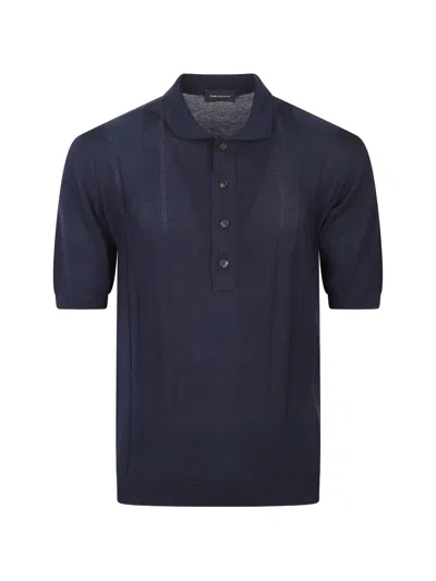 Tagliatore Buttoned Polo Shirt In Blue
