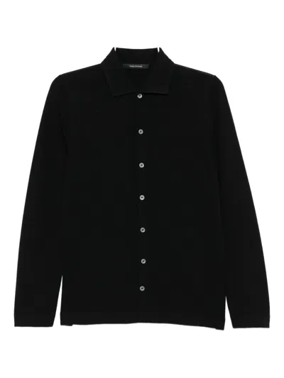 Tagliatore Long Sleeve Cardigan With Ribbed Cuffs And Hem In Black