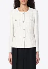 Tagliatore Buttoned Tweed Jacket In White