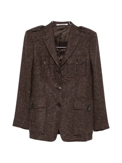 Tagliatore Button-fastening Epaulette Jacket In Brown
