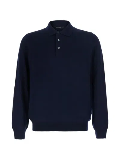 Tagliatore Button-fastening Knitted Sweater In Blue
