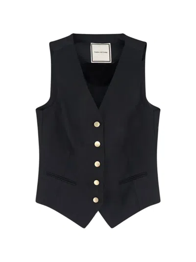 Tagliatore Button-front V-neck Vest In Black