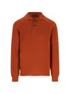 Tagliatore Button-placket Spread-collar Sweater In Brown