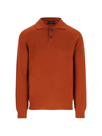 Tagliatore Button-placket Spread-collar Sweater In Brown