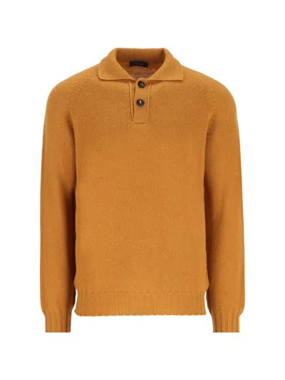 Tagliatore Button-placket Sweater In Orange