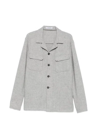 Tagliatore Light Grey Textured Shirt Jacket In Gray