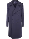 Tagliatore Long Sleeve Coat With Notched Lapels And Pockets In Blue