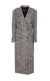 Tagliatore Wool Double-breasted Coat Herringbone Pattern In Gray