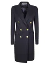 Tagliatore C-parigi10b Tailored Double-breasted Coat With Gold-tone Buttons In Black