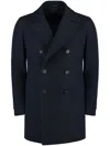 Tagliatore C-stephan Wool Blend Double-breasted Coat In Blue