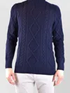 Tagliatore Cable Knit High Neck Sweaters In Blue