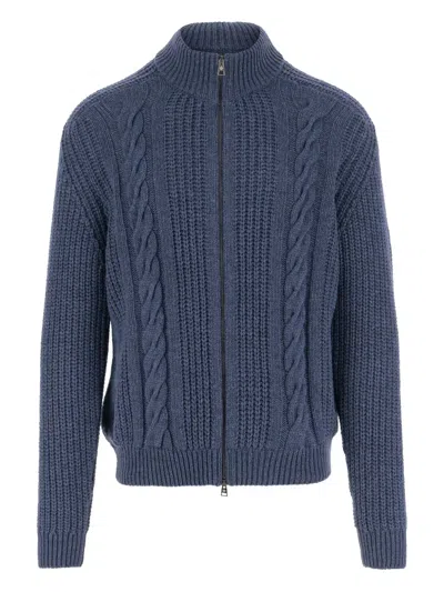 TAGLIATORE CABLE-KNIT ZIP-UP CARDIGAN