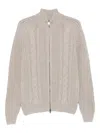 Tagliatore Cable-knit Zip-up Cardigan In Gray