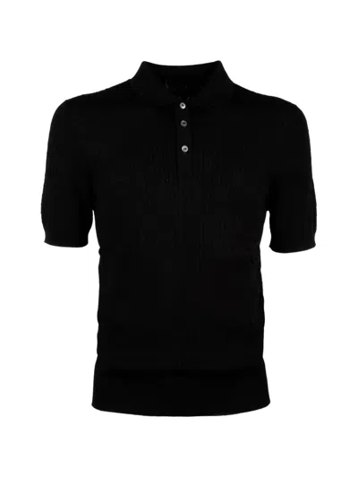Tagliatore Cable-knit Polo Shirt In Multi